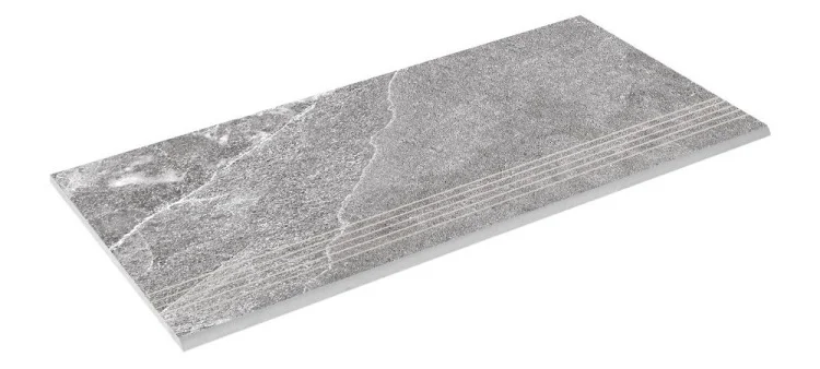 Сходинка з керамограніту Zeus Ceramica Kalakito Grey SZRXKA8BRNQ Еко 600х300х9,2 мм сіра, під камінь, матова, з протиковзскими прорізами