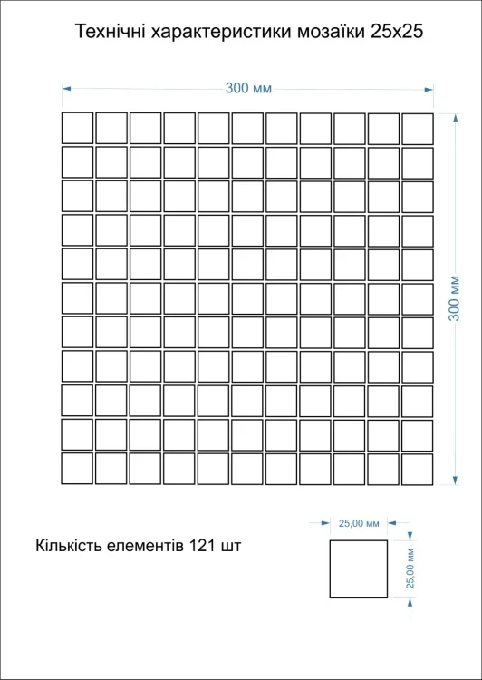 Мозаїка керамічна Kotto Ceramica GM 4043 C3 Steel d/Steel m/white 300 х 300 х 4 (25 х 25)