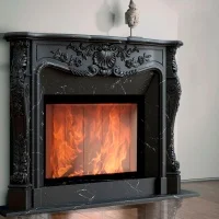 Портал для каміна Bravo Нью-Йорк Nero Marquina Antique мармур чорний прямий