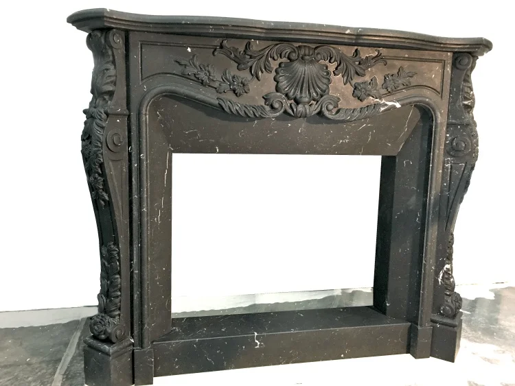 Портал для каміна Bravo Нью-Йорк Nero Marquina Antique мармур чорний прямий