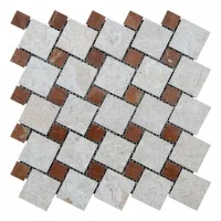 Мозаїка з мармуру Полірована МКР-6П (47x47-23x23) Victoria Beige - Rojo Alicante