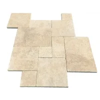 Плитка из травертина Light Brushed 1,2 см x French pattern set, римская кладка бежевая брашированная Export