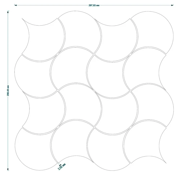 Мозаика керамическая Kotto Ceramica SCALES SC X2 6901 Silver/Graphite Black 300x300x9 (93x87) 0,075 м2