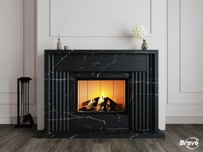 Портал для камина Bravo Портленд Nero Marquina Antique мрамор черный прямой