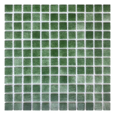 Мозаїка зі скла AquaMo PW25214 Olive 25x25x4 (317x317) мм глянцева на сітці