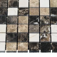 Мозаїка з мармуру Полірована МКР-2П (23x23) Emperador Dark + Emperador Light + Crema Marfil