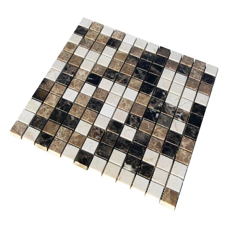 Мозаїка з мармуру Полірована МКР-2П (23x23) Emperador Dark + Emperador Light + Crema Marfil