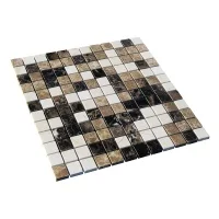 Мозаїка з мармуру Полірована МКР-2П (23x23) Emperador Dark + Emperador Light + Crema Marfil