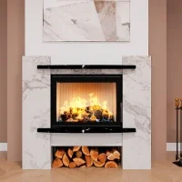 Портал для камина Bravo Лейпциг Volakas + Nero Marquina мрамор белый/черный прямой