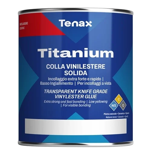 Клей вінілефірний Tenax Titanium extra clear екстра-прозорий 1 л, густий жаростійкий для каменю, кераміки