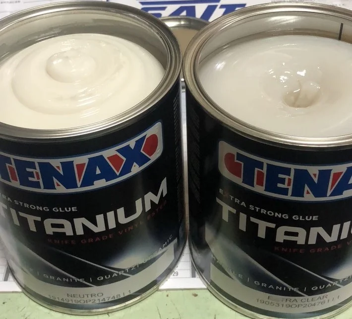 Клей вінілефірний Tenax Titanium extra clear екстра-прозорий 1 л, густий жаростійкий для каменю, кераміки