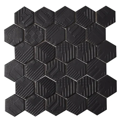 Мозаика керамическая Kotto Ceramica HEXAGON HST 6021 Black Mat 295х295х9