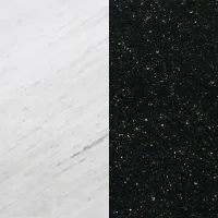 Портал для камина Bravo Техно Polaris мрамор + Black Galaxy гранит белый/черный угловой