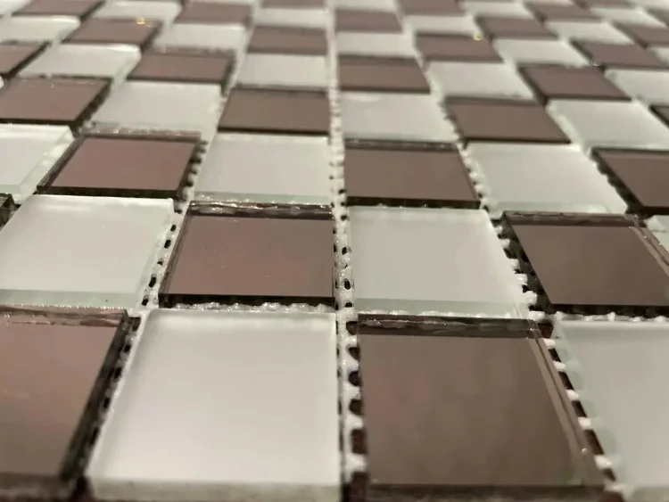 Мозаїка дзеркальна DecorStoneHub Zs-2x2-BS бронзова з сатином 274х274 мм шахова кладка для інтер'єру