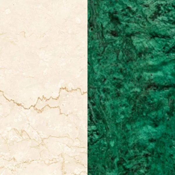 Портал для каміна Bravo Осло Botticino + Verde Guatemala мармур бежевий/зелений прямий з балкою