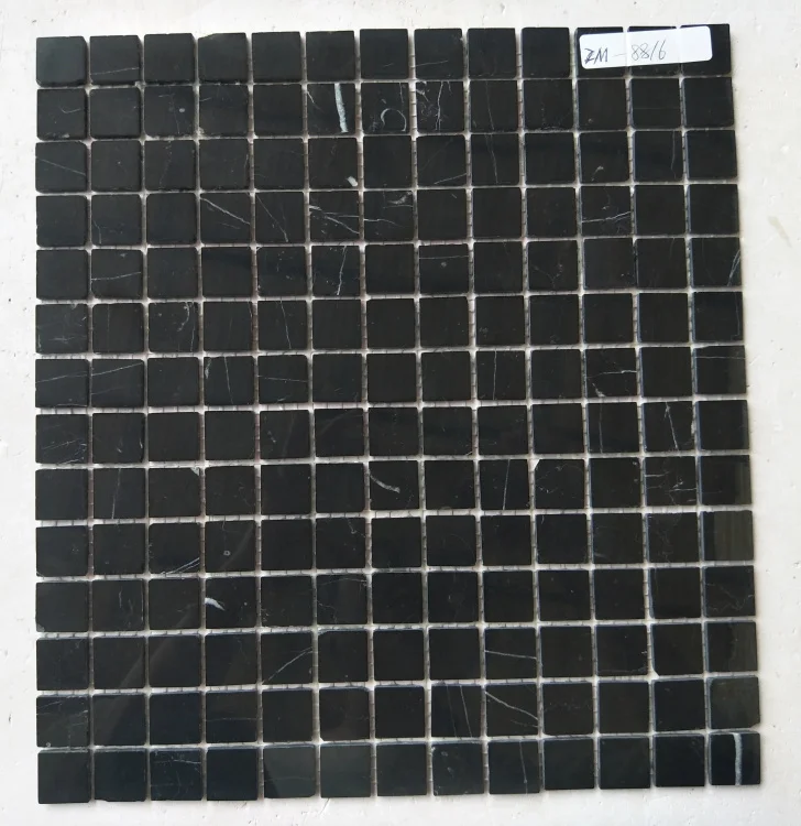Мозаїка з мармуру D-CORE ZM-8816M Nero Marquina 20x20x4 (305x305) мм глянцева на сітці