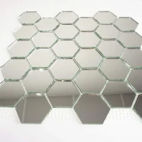 Мозаїка дзеркальна DecorStoneHub Zs-hex-Z срібляста 304х303 мм соти для зонування простору та ніш