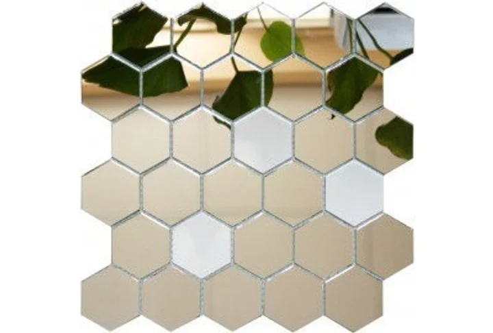 Мозаика зеркальная DecorStoneHub Zs-hex-ZS серебристая с сатином 304х303 мм шестигранник для клуба