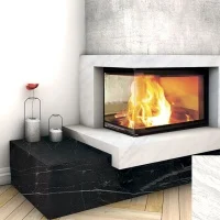 Портал для камина Bravo Техно-2 Volakas + Nero Marquina мрамор белый/черный угловой