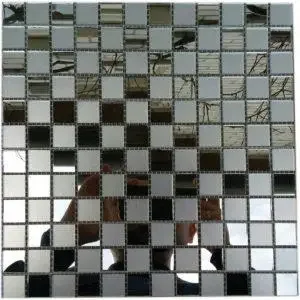 Мозаика зеркальная DecorStoneHub Zs-mix-SG графитовая с сатином 330х330 мм шахматный рисунок