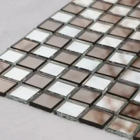 Мозаика зеркальная DecorStoneHub Zs-mix-ZB серебристо-бронзовая 330х330 мм шахматный декор в салон