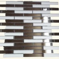Мозаика зеркальная DecorStoneHub Zs-stik-ZS серебристая с сатином 338х320 мм стик для коридора и ниш