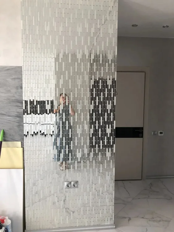 Мозаика зеркальная DecorStoneHub Zs-stik-ZS серебристая с сатином 338х320 мм стик для коридора и ниш