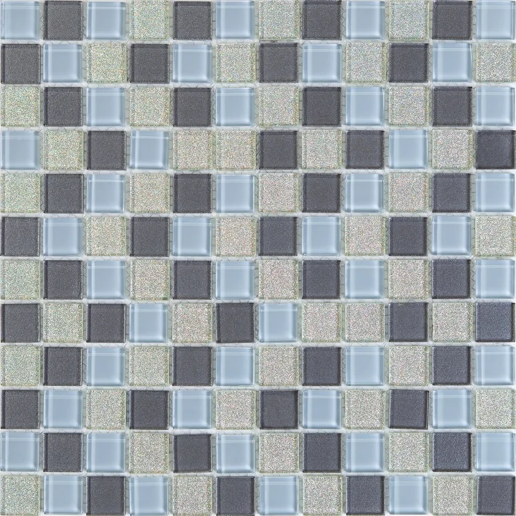 Мозаика стеклянная CL-MOS Mix Silver Mozaico De Lux