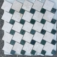 Мозаика из мрамора Полированная МКР-6П (47x47-23x23) Victoria Beige - Verde Guatemala