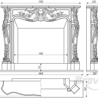 Портал для каміна Bravo Нью-Йорк Nero Marquina Antique мармур чорний прямий