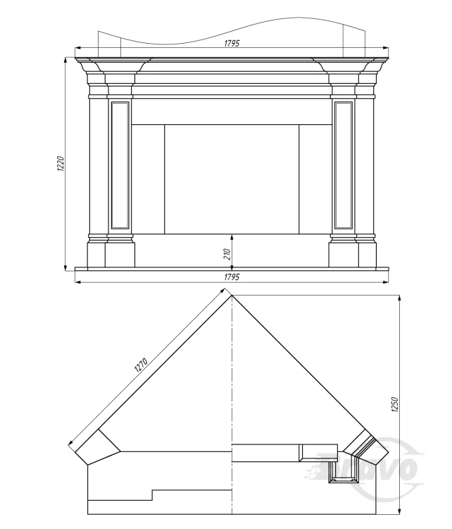 Портал для каміна Bravo Стокгольм Volakas + Nero Marquina мармур білий/чорний кутовий