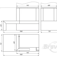 Портал для камина Bravo Техно Volakas + Nero Marquina мрамор белый/черный угловой