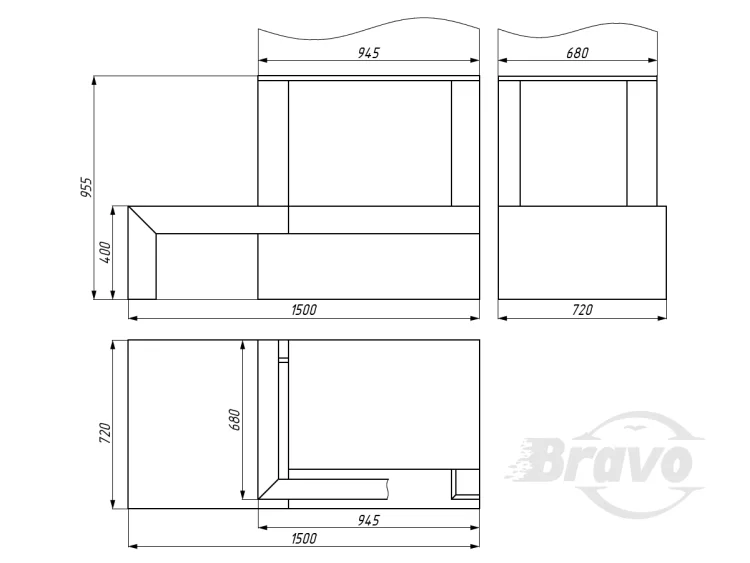 Портал для камина Bravo Техно Volakas + Nero Marquina мрамор белый/черный угловой