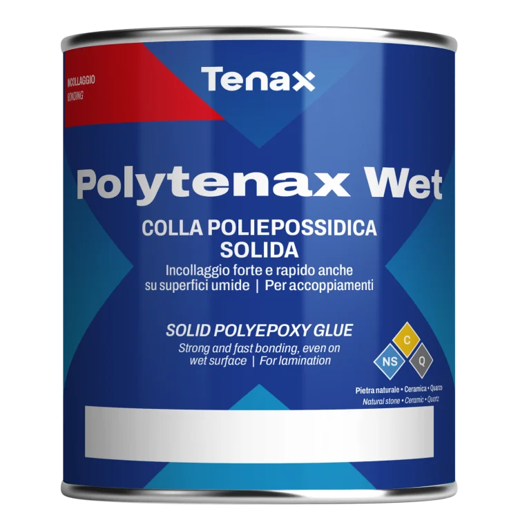 Клей поліепоксідний Tenax Polytenax Wet прозорий 1 л, густий швидкозастигаючий для вологої поверхні каменю
