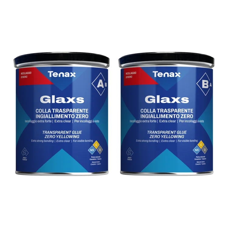 Клей эпоксидный Tenax Glaxs (A+B) прозрачный 2 кг, гелеобразный морозостойкий нежелтеющий для камня, агломерата, керамики