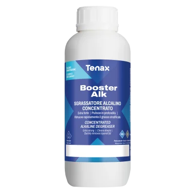 Очищувач Tenax Booster Alk 1 л, від стійких забруднень, жирів та епоксидних смол, слідів від гуми з каменю