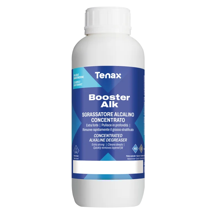 Очиститель Tenax Booster Alk 1 л от стойких загрязнений, жиров и эпоксидных смол, следов от резины из камня