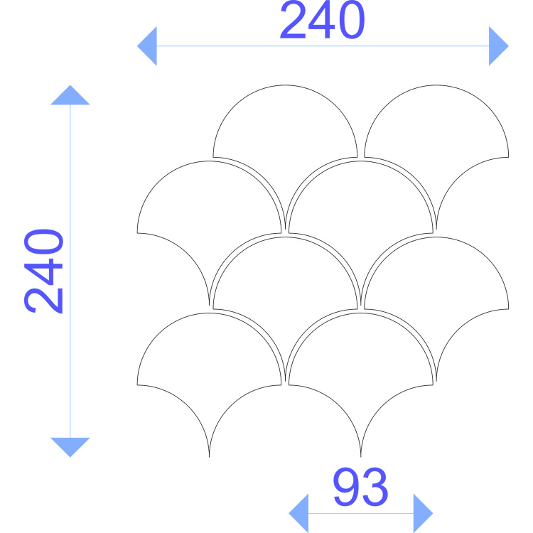 Мозаика керамическая Kotto Ceramica SCALES SC 6023 Ivory 240x240x9  (93 x 87) 0,037 м2