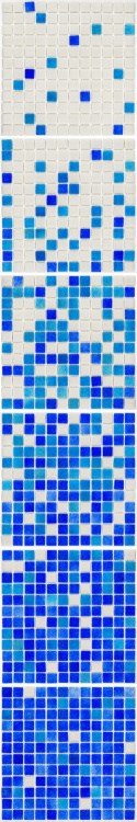 Мозаїка скляна АкваМо MX25-1-01-2-02-03 біло-голуба розтяжка градієнт 1912x317x4 мм в басейн хамам на колону