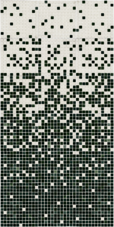 Мозаїка скляна АкваМо MX25-1-01-2-12-13-14 біло-зелена розтяжка градієнт 1912x317x4 мм в душеву басейн ванну