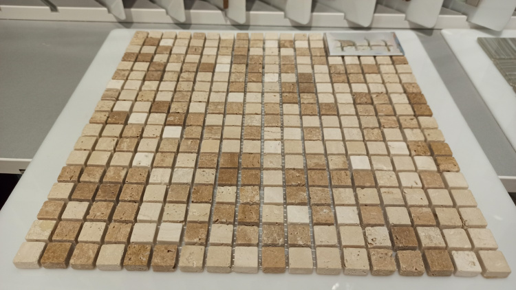 Мозаика Mozaico de Lux K-MOS Travertino Noce (15X15)