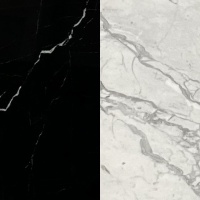 Портал для камина Bravo Даллас Calacatta Black + Bianco Cararra Venatino мрамор белый/черный прямой