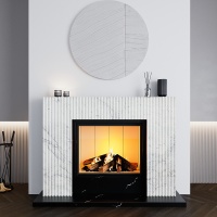 Портал для камина Bravo Даллас Calacatta Black + Bianco Cararra Venatino мрамор белый/черный прямой