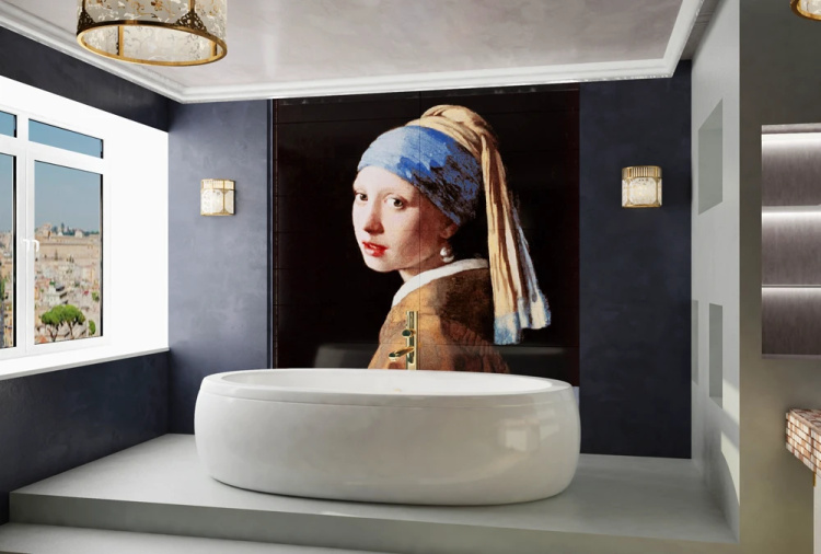 Мозаичное панно Kotto Ceramica Девушка с серёжкой 750x750