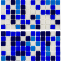 Мозаика стеклянная АкваМо MX25-1-02-03-04 сине-голубая растяжка градиент 1912x317x4 мм в душевую баню сауну