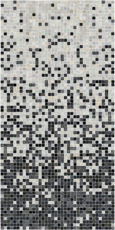 Мозаїка скляна АкваМо MX25-PL White Coral Concrete Black біло-чорна розтяжка градієнт 1912x317x4 мм в хамам