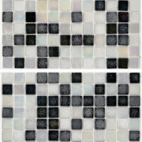 Мозаїка скляна АкваМо MX25-PL White Coral Concrete Black біло-чорна розтяжка градієнт 1912x317x4 мм в хамам