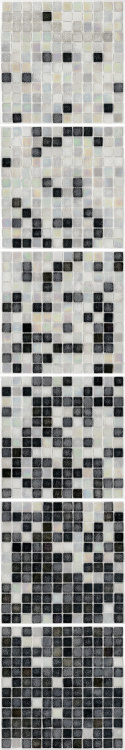 Мозаїка скляна АкваМо MX25-PL White Coral Concrete Black біло-чорна розтяжка градієнт 1912x317x4 мм в хамам