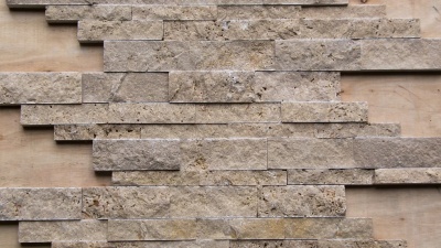 Плитка мозаичная из травертина Noce Travertine Split Face Interlocking panel 1,7х17,4х53 см, панель, коричневая с колотой поверхностью