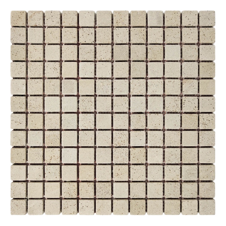 Мозаика каменная KrimArt МКР-2СВ Песчаник Крем бежевая 305x305x6 мм для фасада колонн спа забора и террасы